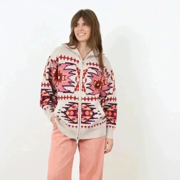 NWT Isabel Marant Etoile Masha Cardigan Zip Sweater Ecru EU 38 US 6 - Picture 2 of 7